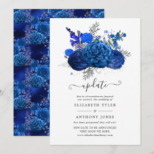Invitation Mariage Fleuris Bleu Royal et Argent Mise à Jour