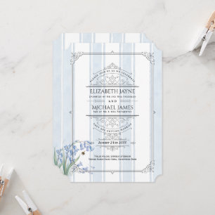Invitation Mariage Fleuris de Jacinthes et Abeilles Rayure Hé