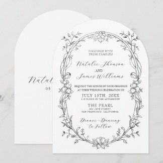 Invitation Mariage Fleuris Noir Et Blanc Ancien Argent De Fam