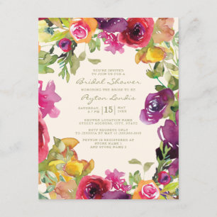 Invitation Mariage Fleuris Orange Jaune Violet Shower