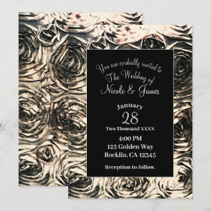 Invitation Mariage Fleuris Rustique Bronze Oré Roses Glamour