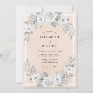 Invitation Mariage Fleurissant à la Rose Pêche