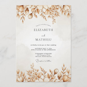 Invitation Mariage Fleurissant à l'Ocre Automnal