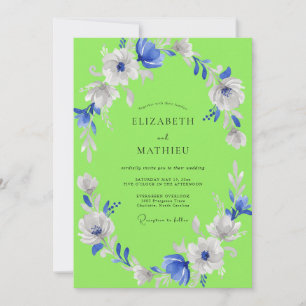 Invitation Mariage Fleurissant Artistique Vert Citron