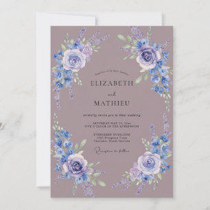 Invitation Mariage Fleurissant Bleu Lavande