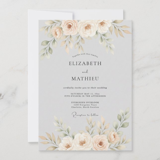 Invitation Mariage Fleurissant de Pêcher (Devant)
