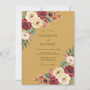 Invitation Mariage Fleurissant Fleur de Bourgogne Romantique