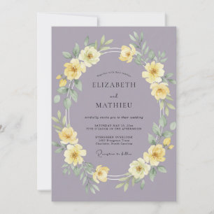 Invitation Mariage Fleurissant Jaune Lavande