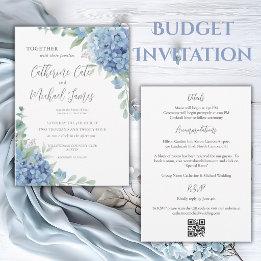 Invitation Mariage Fleuriste à Budget avec Hydrangea Bleu