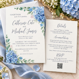 Invitation Mariage Fleuriste à Budget avec Hydrangea Bleu