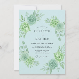 Invitation Mariage Fleuriste Bleu Céleste