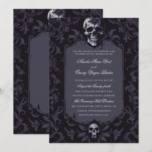 Invitation Mariage Fleuriste Gothique Bohème Violet Foncé de