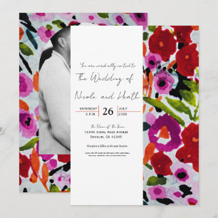 Invitation Mariage Fleurs Aquarelle Encre Pop de Couleur VIVE