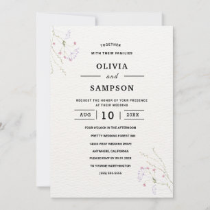 Invitation Mariage fleurs aquarelle minimalistes blanches