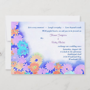 Invitation Mariage Fleurs Arc-en-Ciel Bohème Multi Couleurs