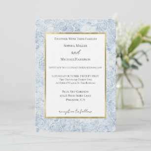 Invitation Mariage Fleurs Blanches Bleues Joli