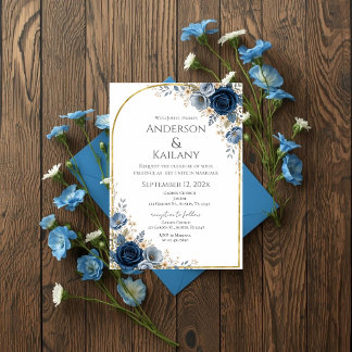 Invitation Mariage Fleurs Bleues