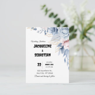 Invitation Mariage Fleurs Bleues Personnalisable