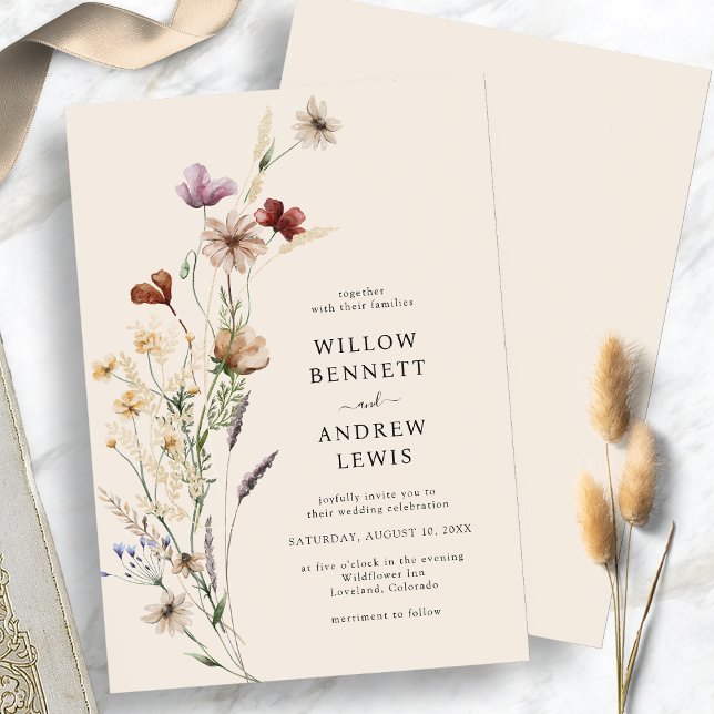 Invitation Mariage Fleurs Bohème Rustique (Boho Rustic Flowers Wedding Invitation
)