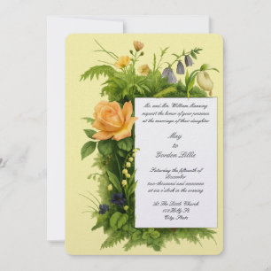 Invitation Mariage Fleurs Botaniques Couleur Rétro