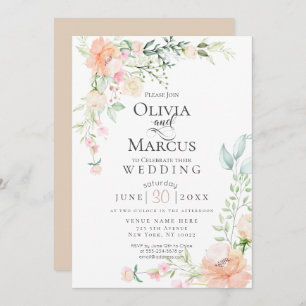Invitation MARIAGE   Fleurs d'aquarelle Pastel Spring