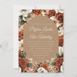 Invitation Mariage Fleurs d'Arche Terracotta Taupe