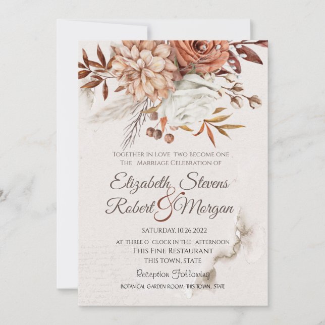 Invitation Mariage Fleurs d'Automne (Devant)