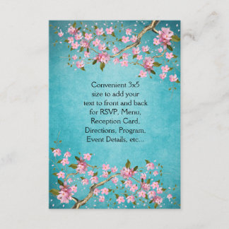 Invitation Mariage Fleurs de Cerisier Japonaises Bleu Turquoi