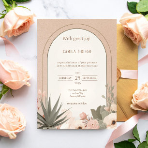 Invitation Mariage Fleurs de Désert de Luxe Moderne