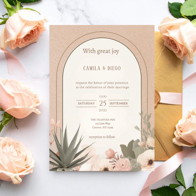 Invitation Mariage Fleurs de Désert de Luxe Moderne (Créateur téléchargé)