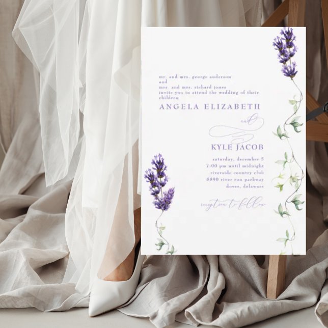 Invitation Mariage Fleurs de Lavande Deux Parents (Créateur téléchargé)