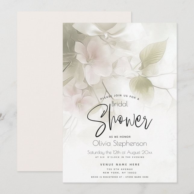 Invitation Mariage |  Fleurs de pêcher rose poudré rustique (Devant / Derrière)