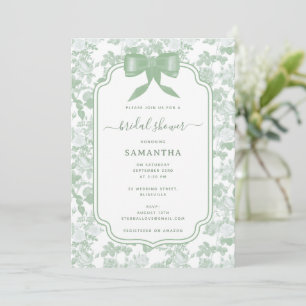 Invitation Mariage Fleurs de Roses Chinoises Vertes