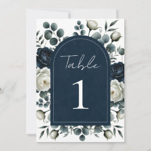Invitation Mariage Fleurs de Saisons Modernes Bleu Foncé et B