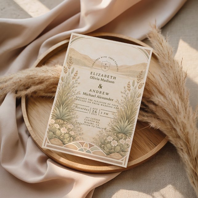 Invitation Mariage Fleurs Désertiques Douces Neutres (Créateur téléchargé)