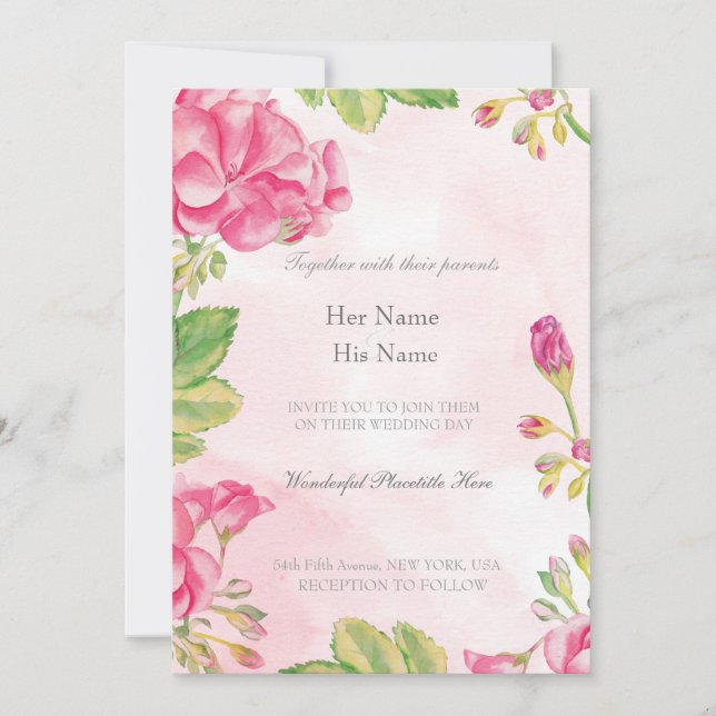 Invitation Mariage Fleurs d'été (Devant)