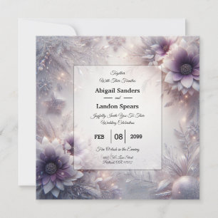 Invitation Mariage Fleurs d'Hiver Améthyste Douce et Argent