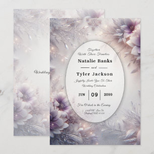Invitation Mariage Fleurs d'Hiver Améthyste Douce et Argent