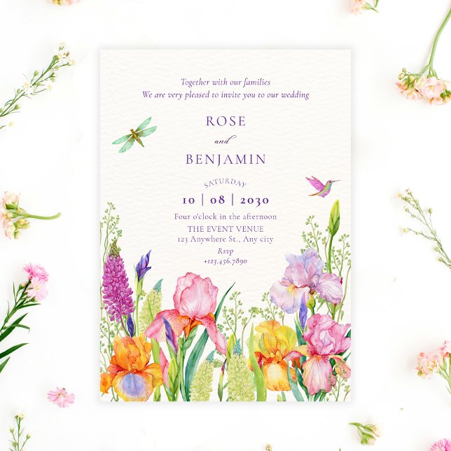 Invitation Mariage fleurs irlandaises aquarelle  (Créateur téléchargé)