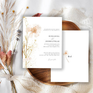 Invitation Mariage Fleurs Pressées Or Romantique & Blush