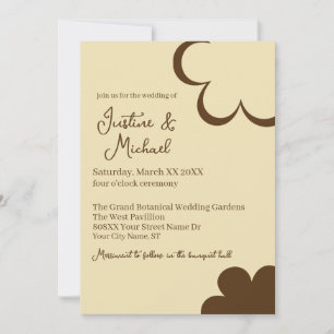 Invitation Mariage Fleurs Rétro Jaune et Marron