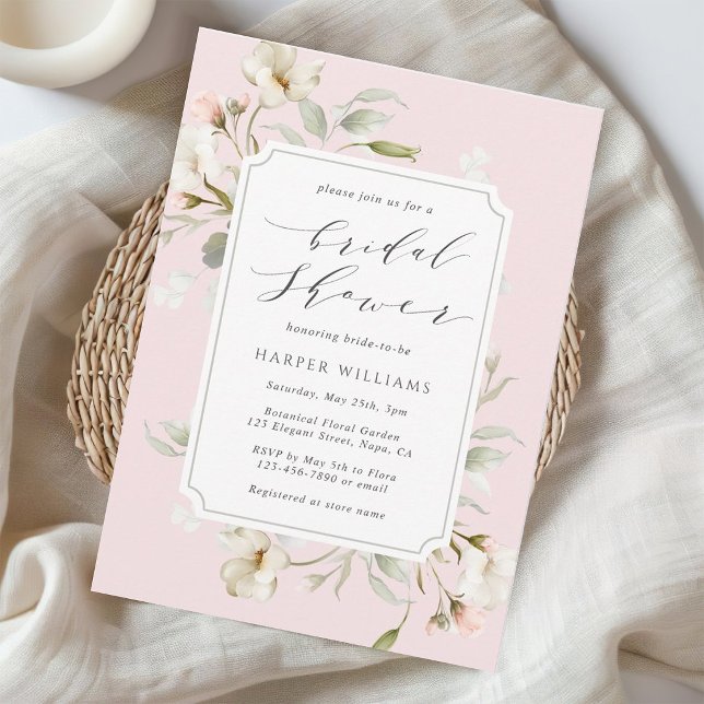 Invitation Mariage Fleurs Rose Pâle Blanc  (Créateur téléchargé)