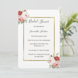 Invitation Mariage Fleurs Roses Roses Rouges Roses Fleur Brid