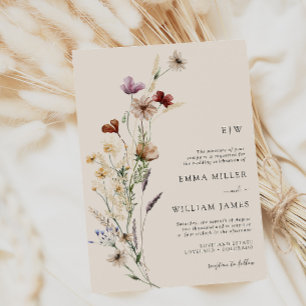 Invitation Mariage Fleurs Sauvages Bohème Moderne
