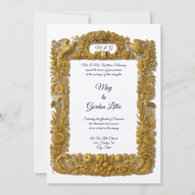 Invitation Mariage Fleurs sauvages Oiseaux et Papillons (Devant)