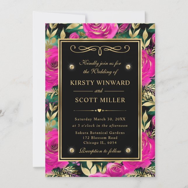 Invitation Mariage Fleurs Violet et Turquoise Aquarelle (Devant)