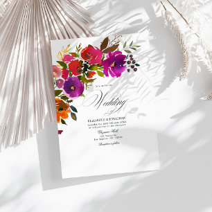 Invitation Mariage Fleurs Violettes et Orange
