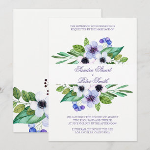 Invitation Mariage Fleurs Violettes Et Roses Simples