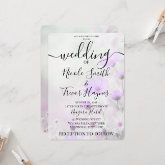 Invitation Mariage Fleurs Violettes Simples Personnalisées