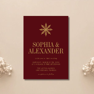 Invitation Mariage Flocon de Neige Minimaliste de Bourgogne